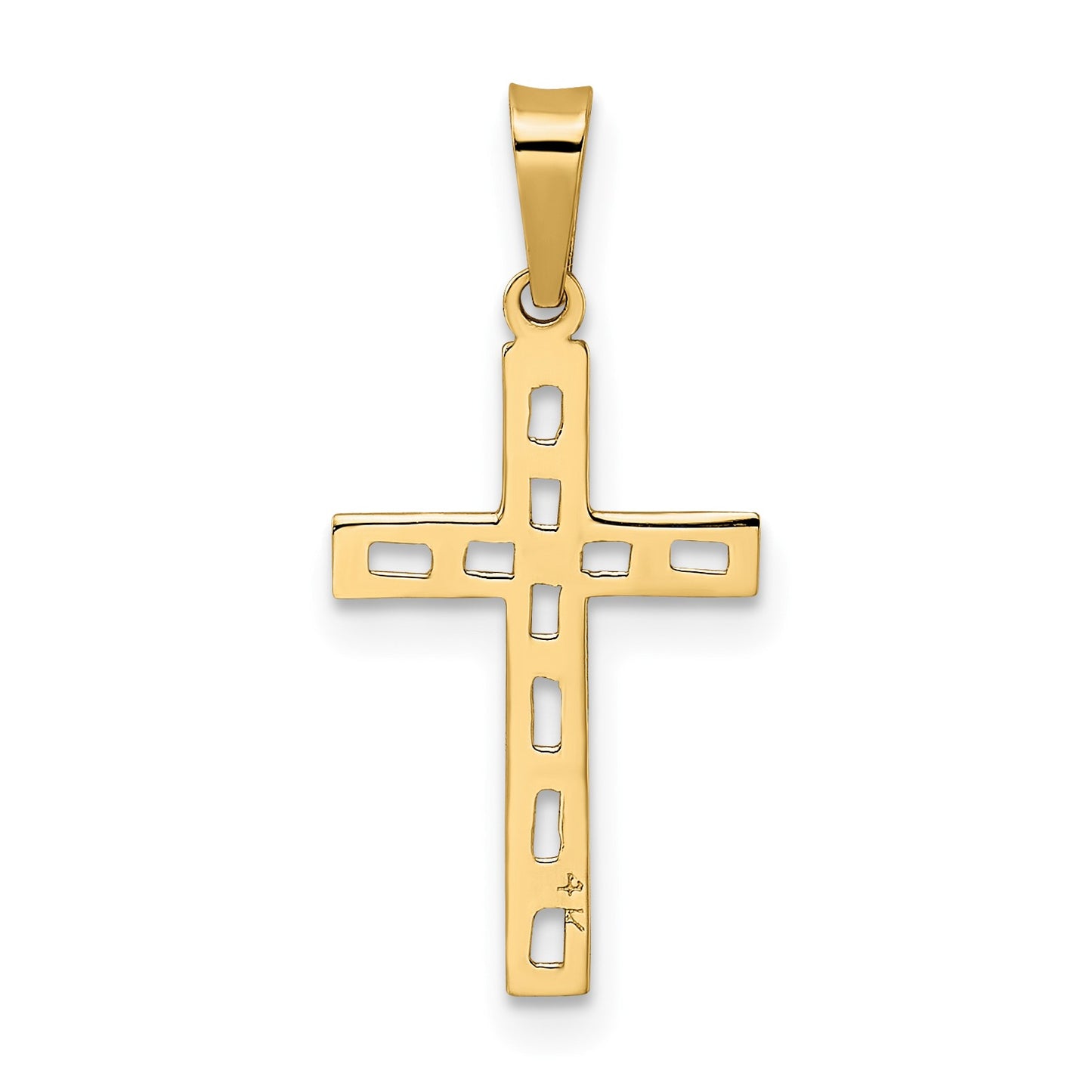 14k Polished Solid Cut-out Cross Pendant