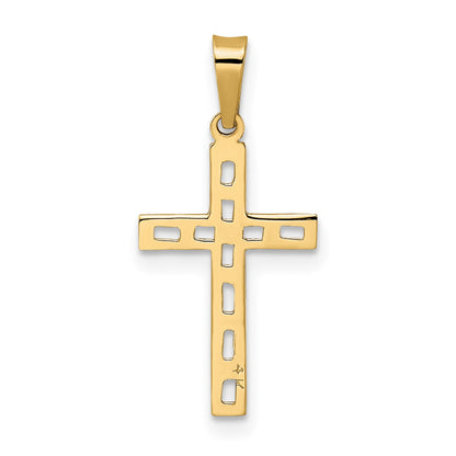 14k Polished Solid Cut-out Cross Pendant