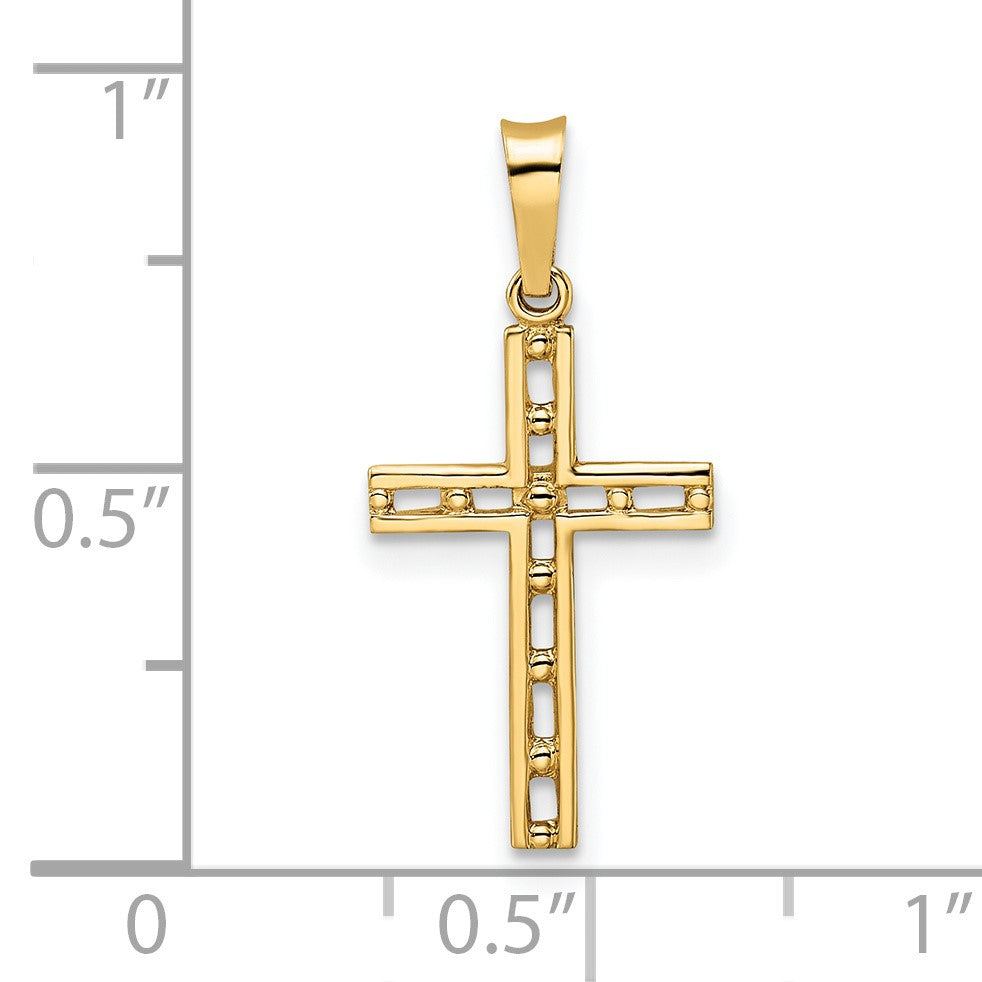 14k Polished Solid Cut-out Cross Pendant