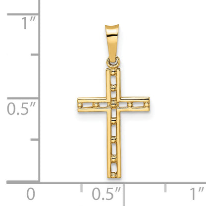 14k Polished Solid Cut-out Cross Pendant