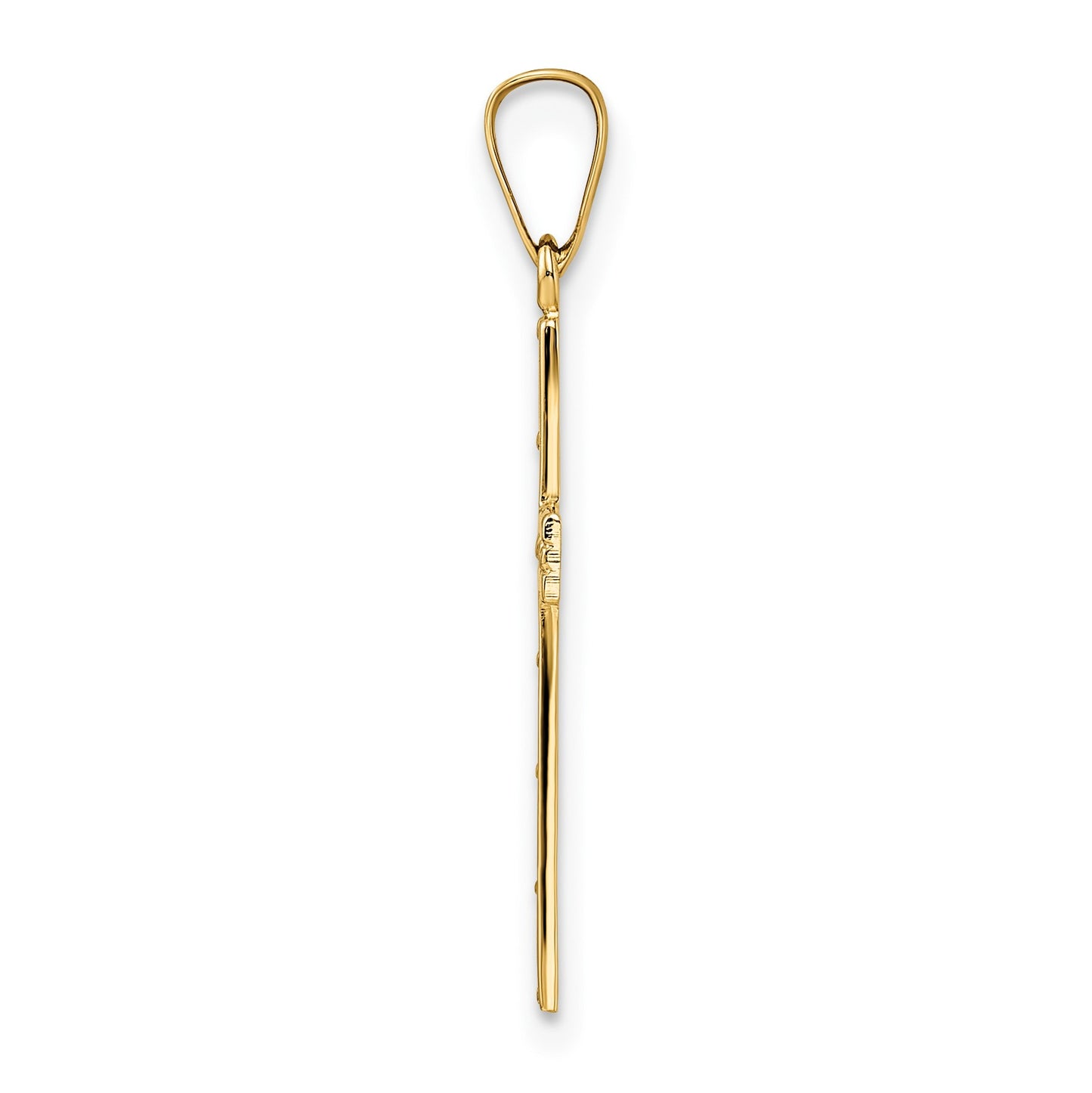 14k Polished Solid Cut-out Cross Pendant
