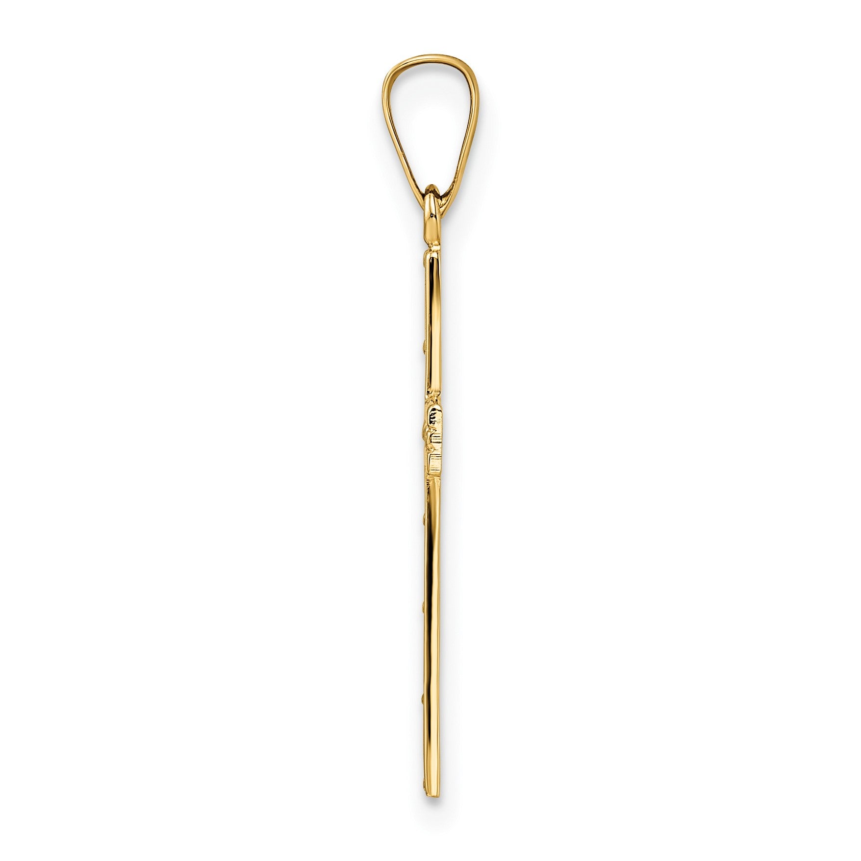 14k Polished Solid Cut-out Cross Pendant