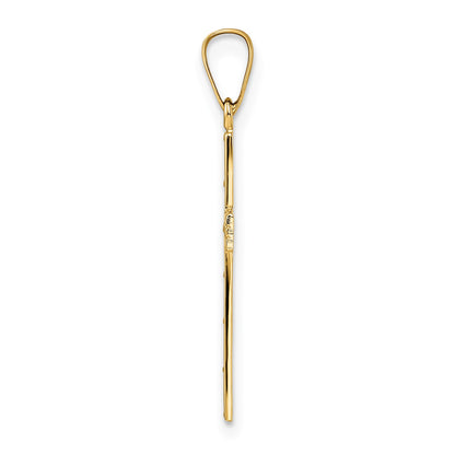14k Polished Solid Cut-out Cross Pendant