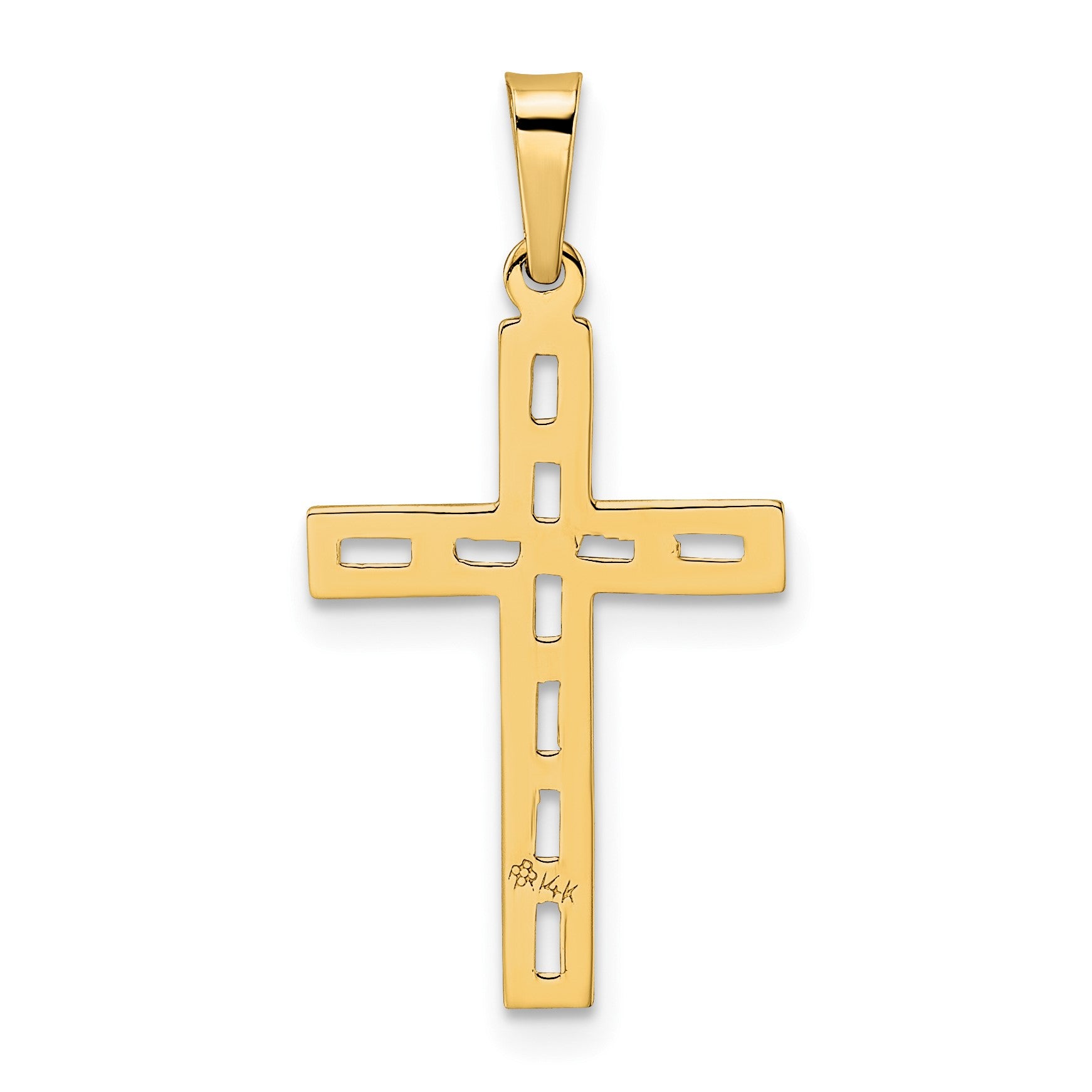 14k Polished Solid Cut-out Cross Pendant