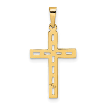 14k Polished Solid Cut-out Cross Pendant