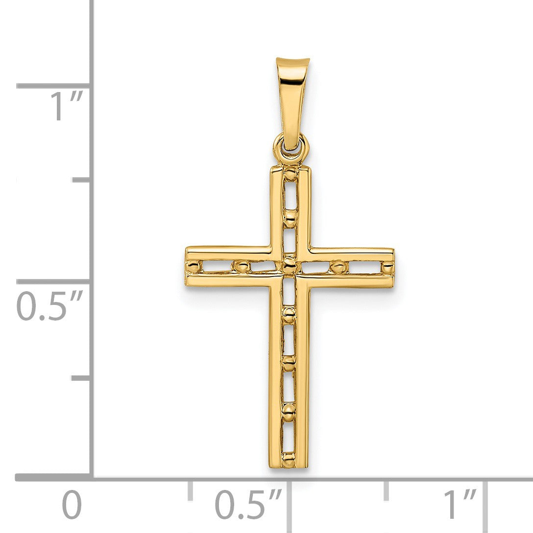 14k Polished Solid Cut-out Cross Pendant