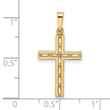 14k Polished Solid Cut-out Cross Pendant