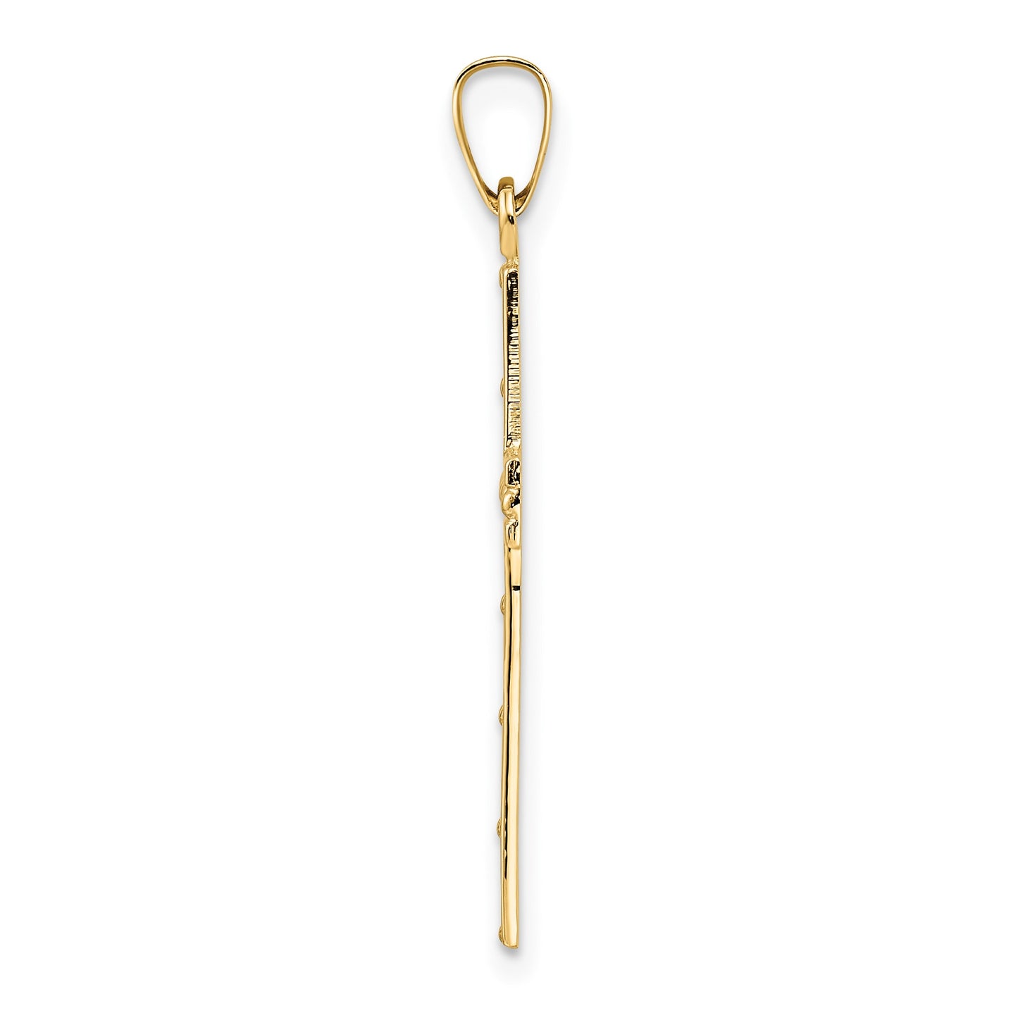 14k Polished Solid Cut-out Cross Pendant