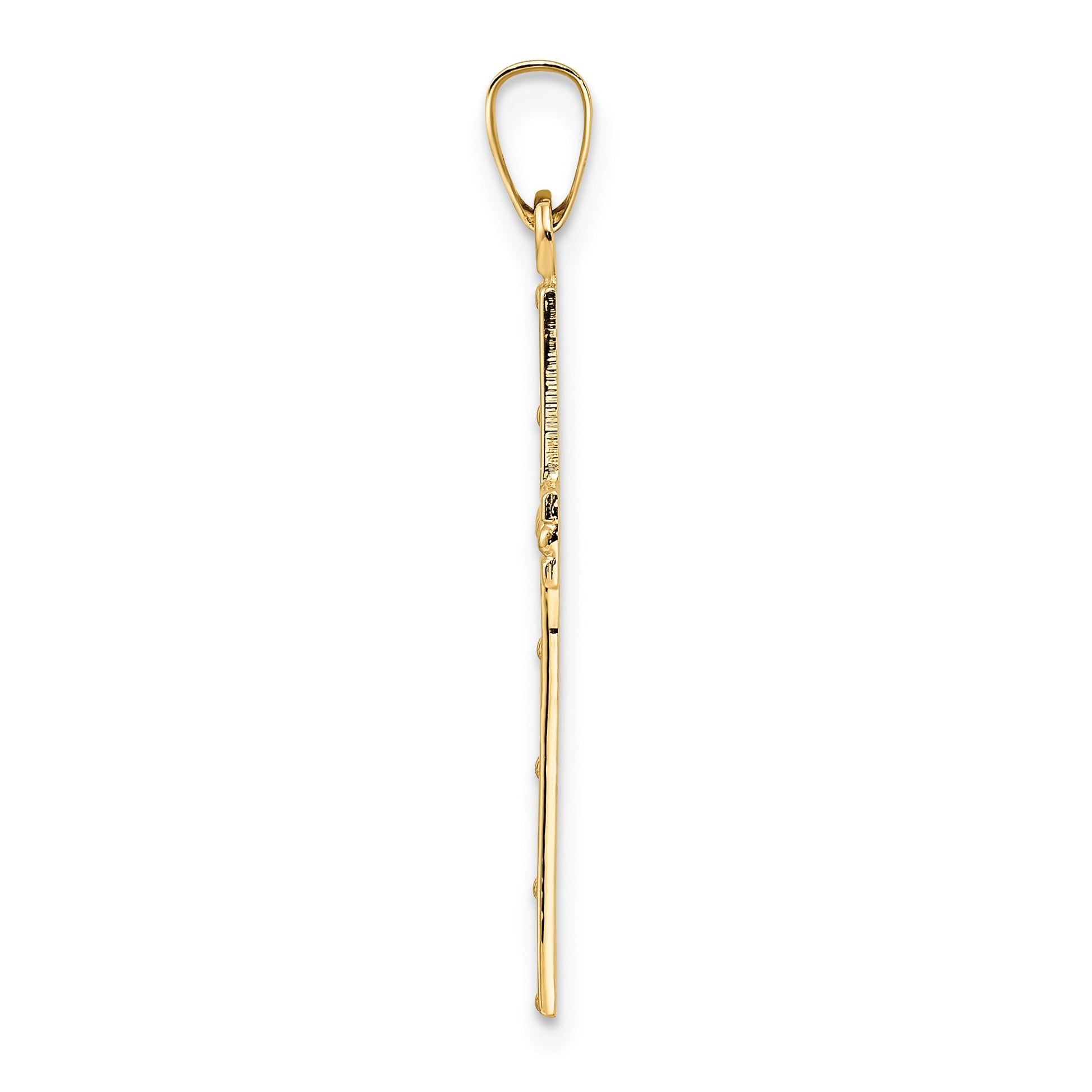 14k Polished Solid Cut-out Cross Pendant