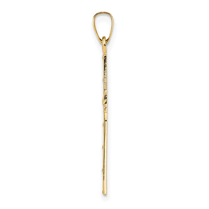 14k Polished Solid Cut-out Cross Pendant