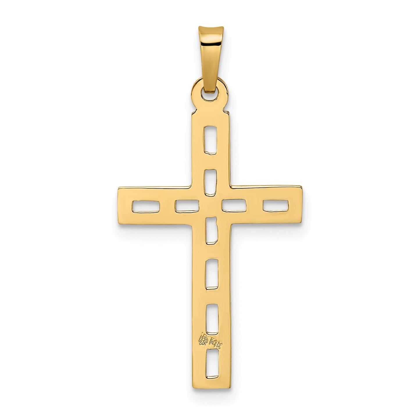 14k Polished Solid Cut-out Cross Pendant