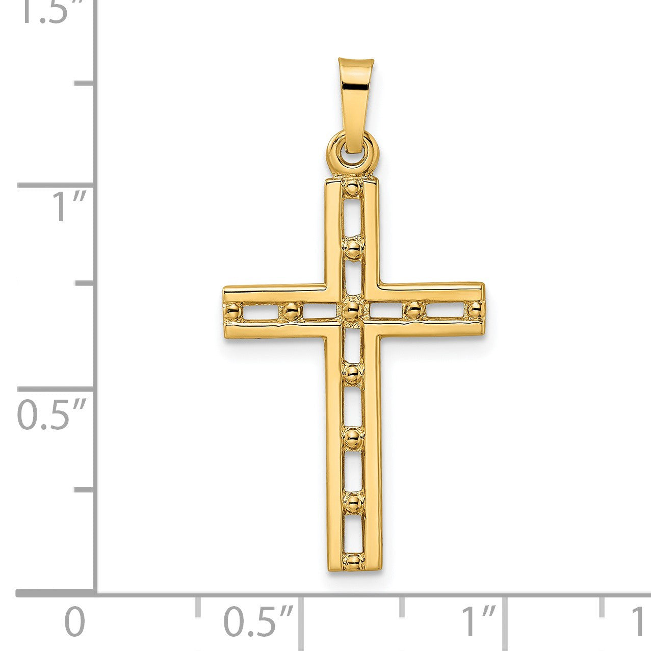 14k Polished Solid Cut-out Cross Pendant