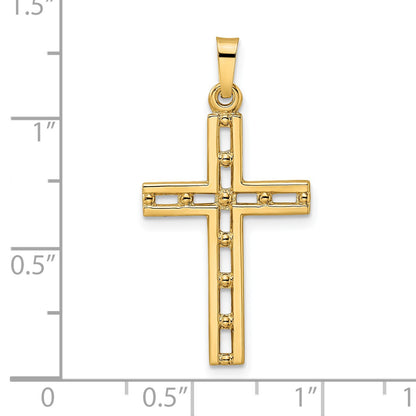 14k Polished Solid Cut-out Cross Pendant