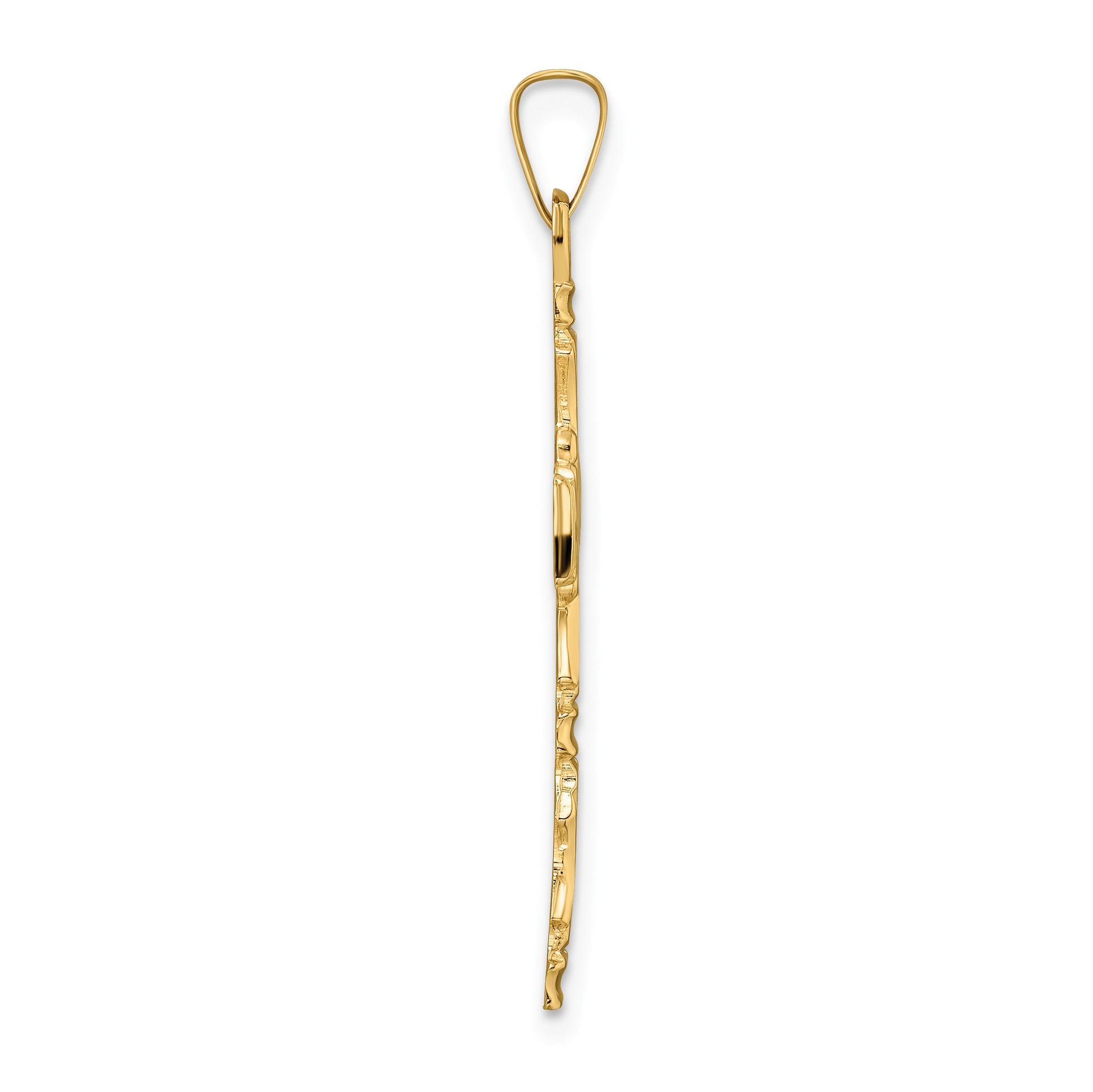 14k Polished Solid Fancy Design Cross Pendant