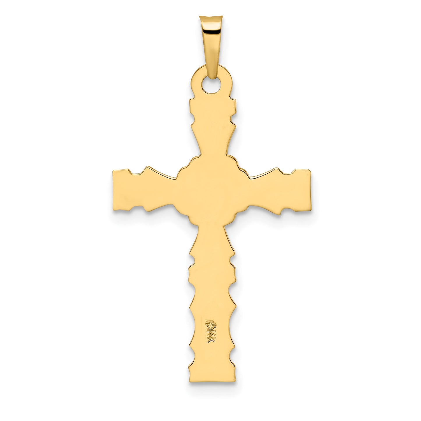 14k Polished Solid Fancy Design Cross Pendant