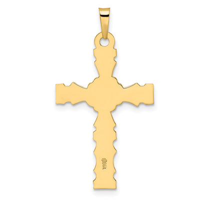 14k Polished Solid Fancy Design Cross Pendant