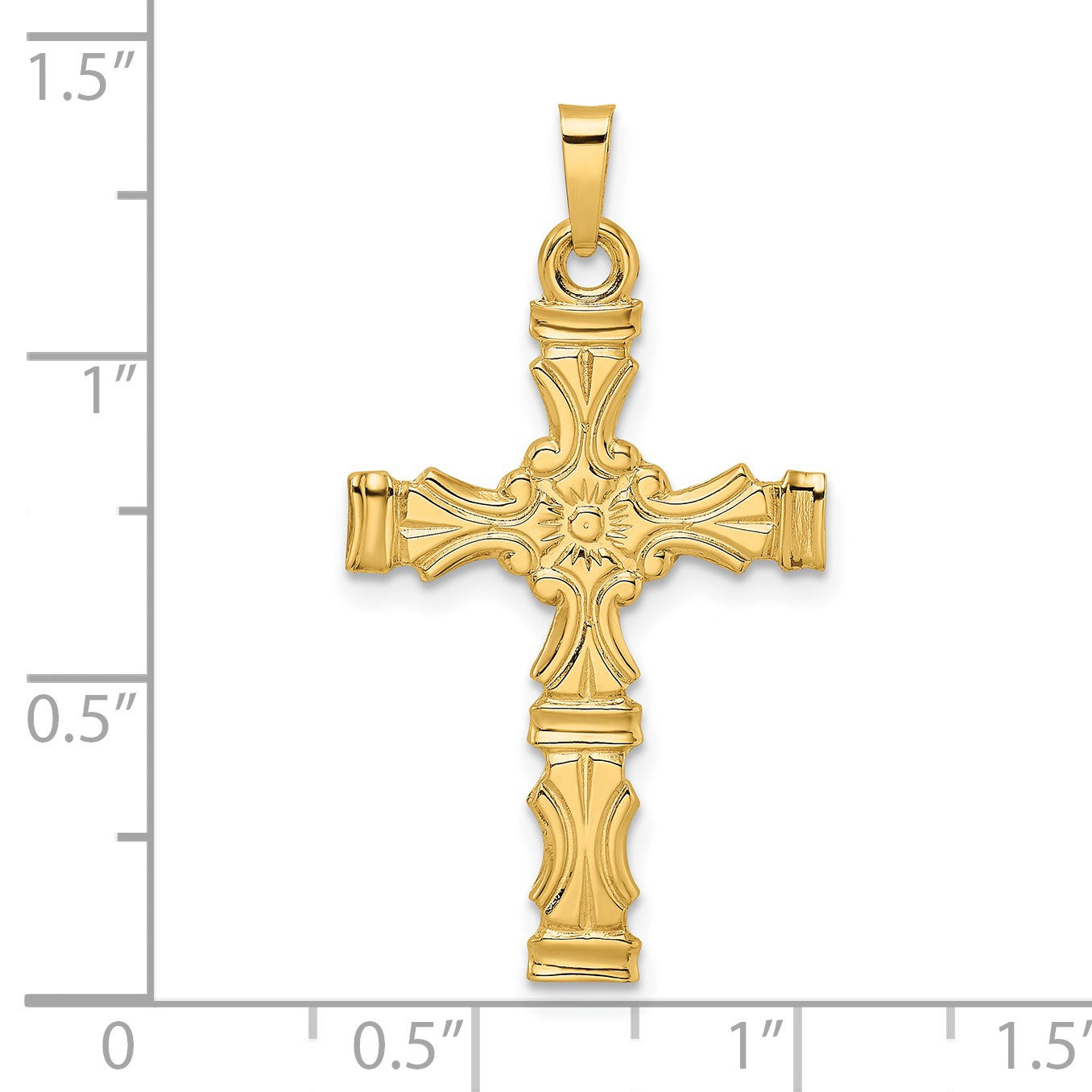14k Polished Solid Fancy Design Cross Pendant