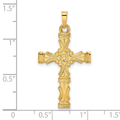 14k Polished Solid Fancy Design Cross Pendant