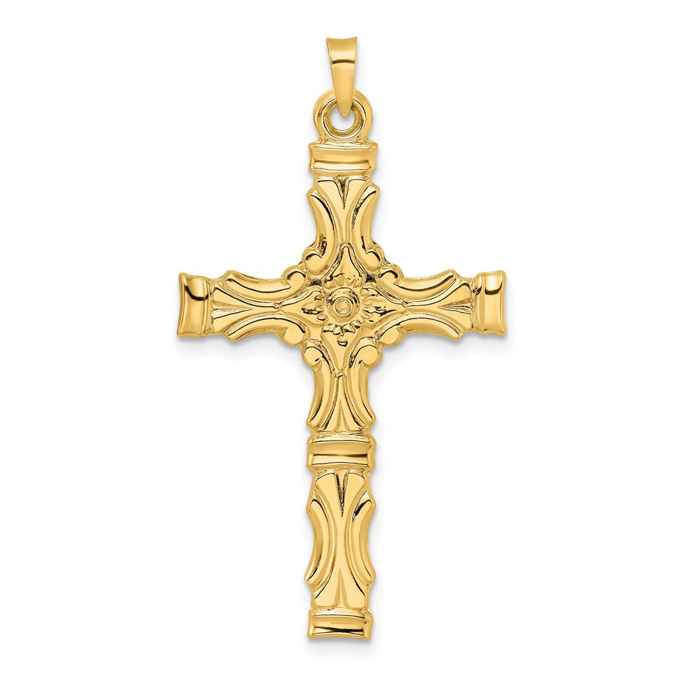 14k Polished Solid Fancy Design Cross Pendant