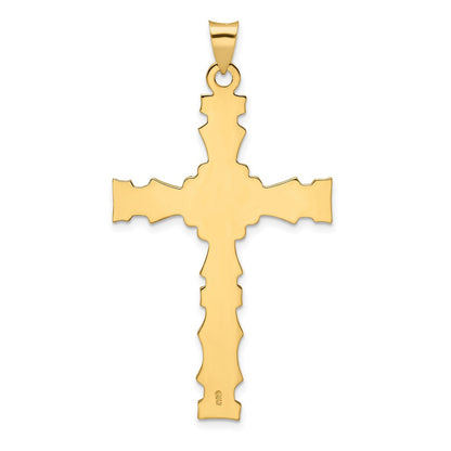 14k Polished Solid Fancy Design Cross Pendant