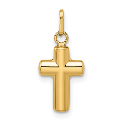 14k Polished Puffed Cross Pendant