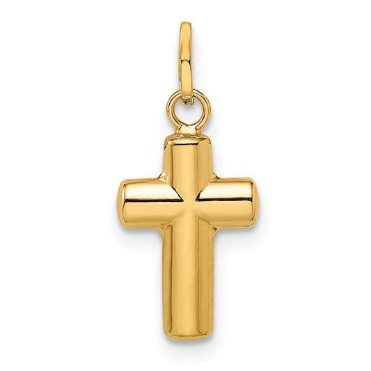 14k Polished Puffed Cross Pendant