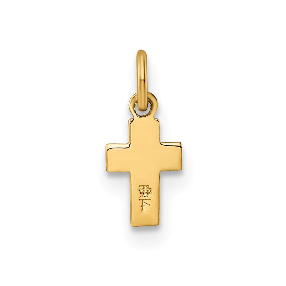 14k Polished Solid Tiny Heart Cross Pendant