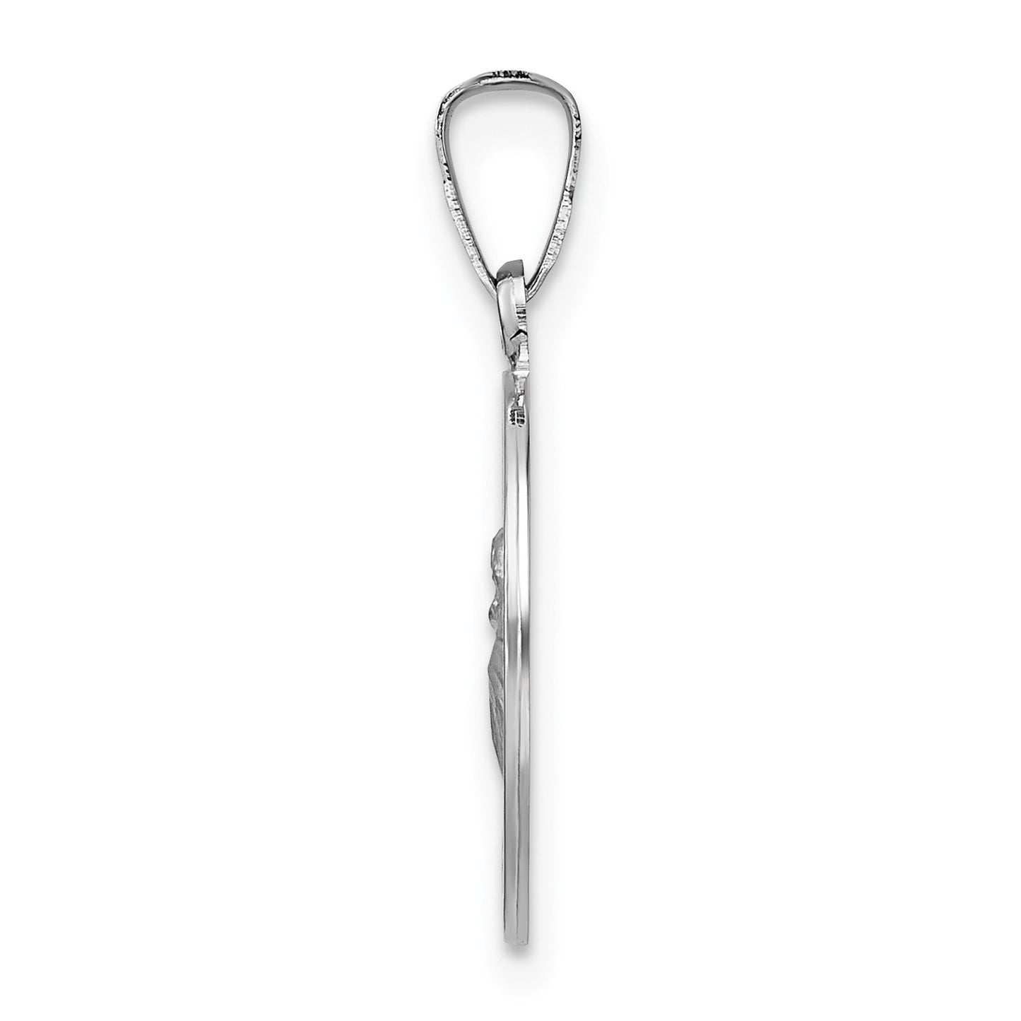14k White Gold Polished and Satin Hollow St Anthony Medal Pendant