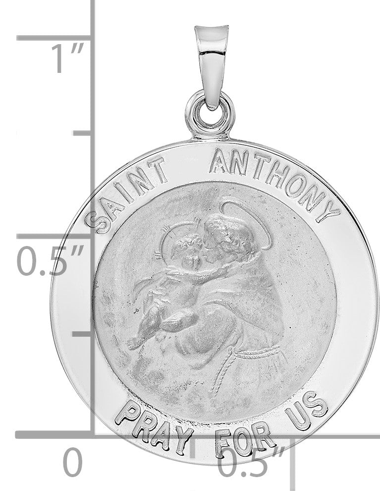 14k White Gold Polished Solid St Anthony Medal Pendant