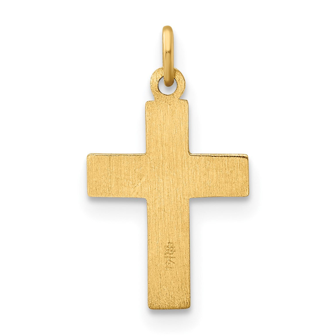 14k Polished and Textured Solid Star Cross Pendant