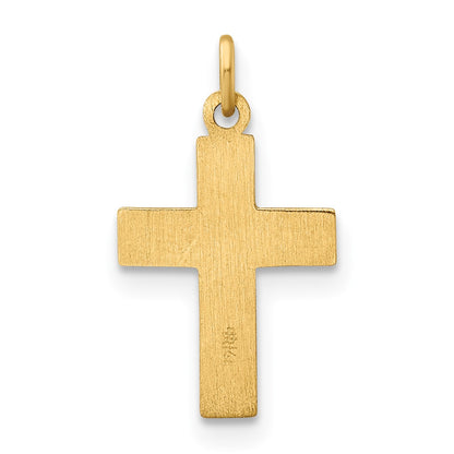 14k Polished and Textured Solid Star Cross Pendant