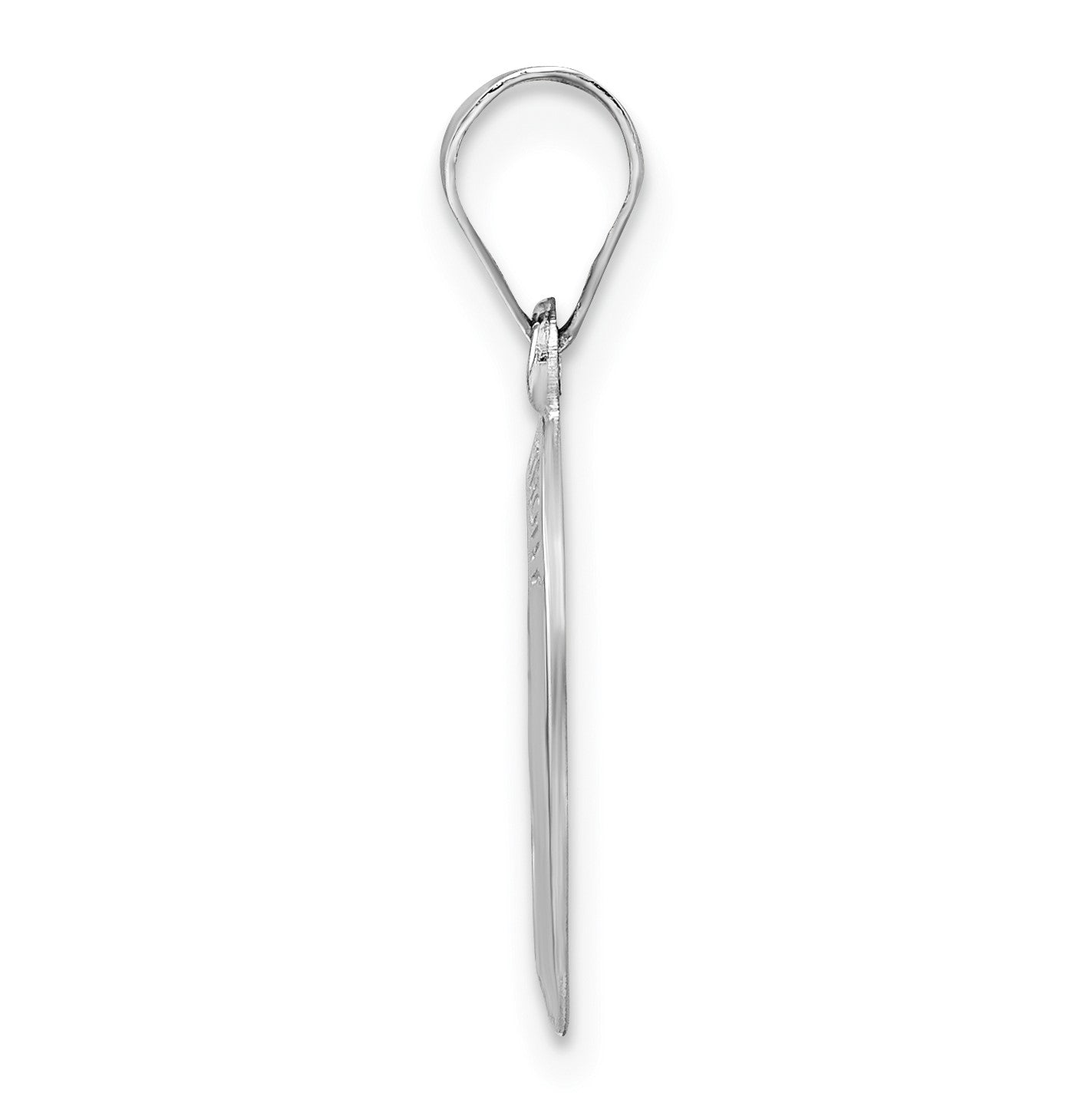 14k White Gold Polished and Satin Hollow St Anthony Medal Small Oval Pendant