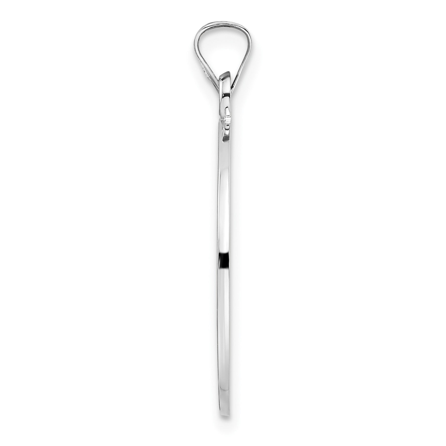 14k White Gold Polished and Satin Solid Saint Joseph Medal Round Pendant