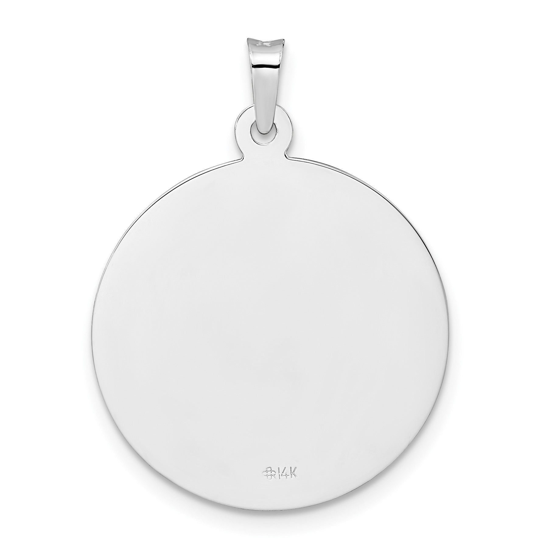 14k White Gold Polished and Satin Solid Saint Joseph Medal Round Pendant