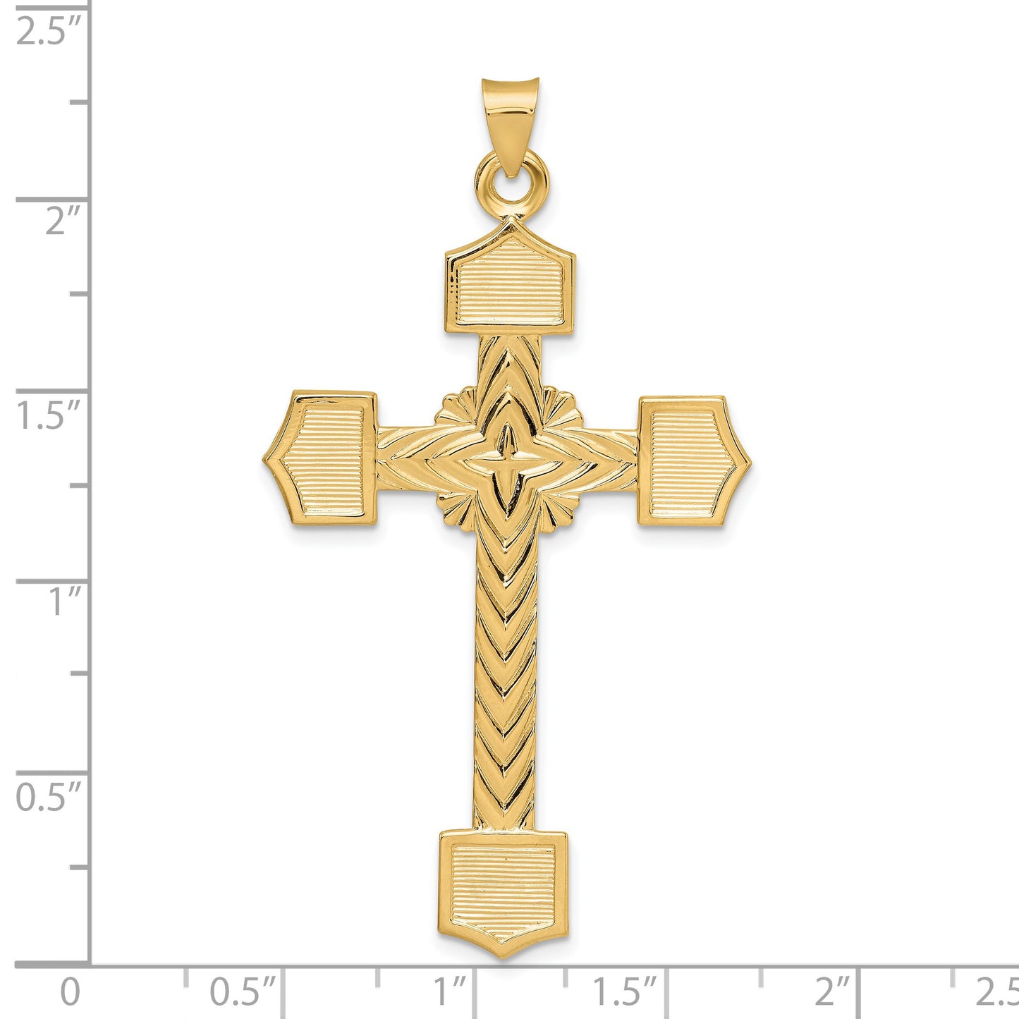 14k Polished Solid Large Fancy Design Cross Pendant