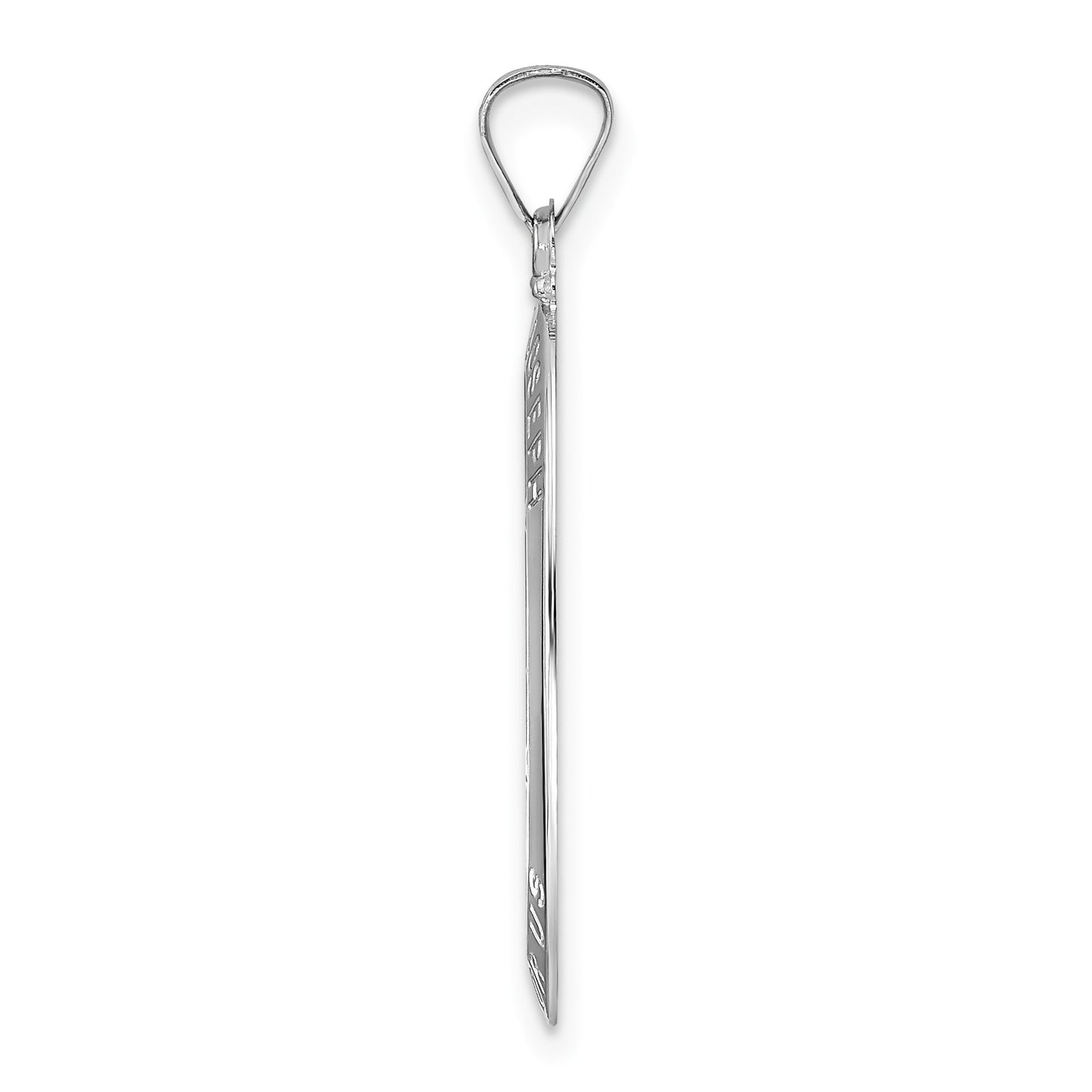 14k White Gold Polished and Satin Solid Saint Joseph Oval Medal Pendant