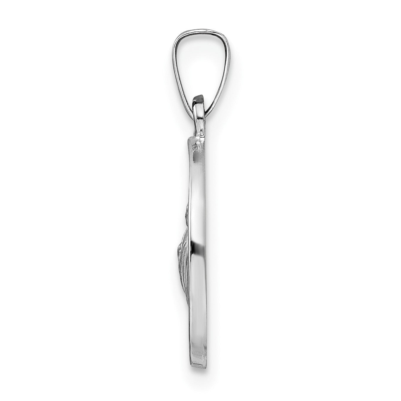 14k White Gold Polished and Satin Hollow St Jude Thaddeus Medal Round Pendant