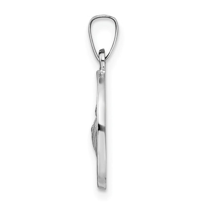14k White Gold Polished and Satin Hollow St Jude Thaddeus Medal Round Pendant