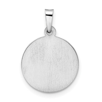 14k White Gold Polished and Satin Hollow St Jude Thaddeus Medal Round Pendant