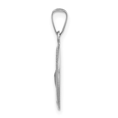 14K White Gold Polished and Satin Hollow St Jude Thaddeus Medal Oval Pendant