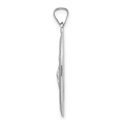 14K White Gold Polished and Satin Solid St Jude Thaddeus Medal Oval Pendant
