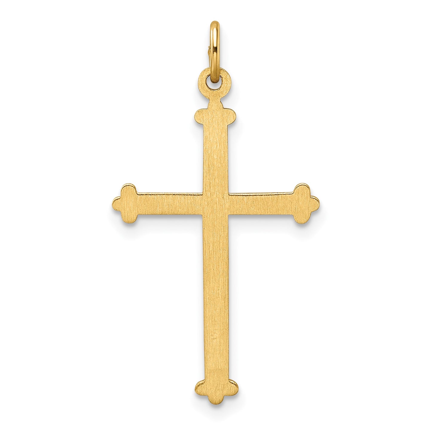 14k Polished and Textured Solid Diamond Shape Center Cross Pendant