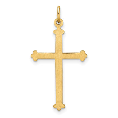 14k Polished and Textured Solid Diamond Shape Center Cross Pendant