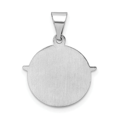 14k White Gold Polished and Satin Hollow Holy Spirit Medal Round Pendant