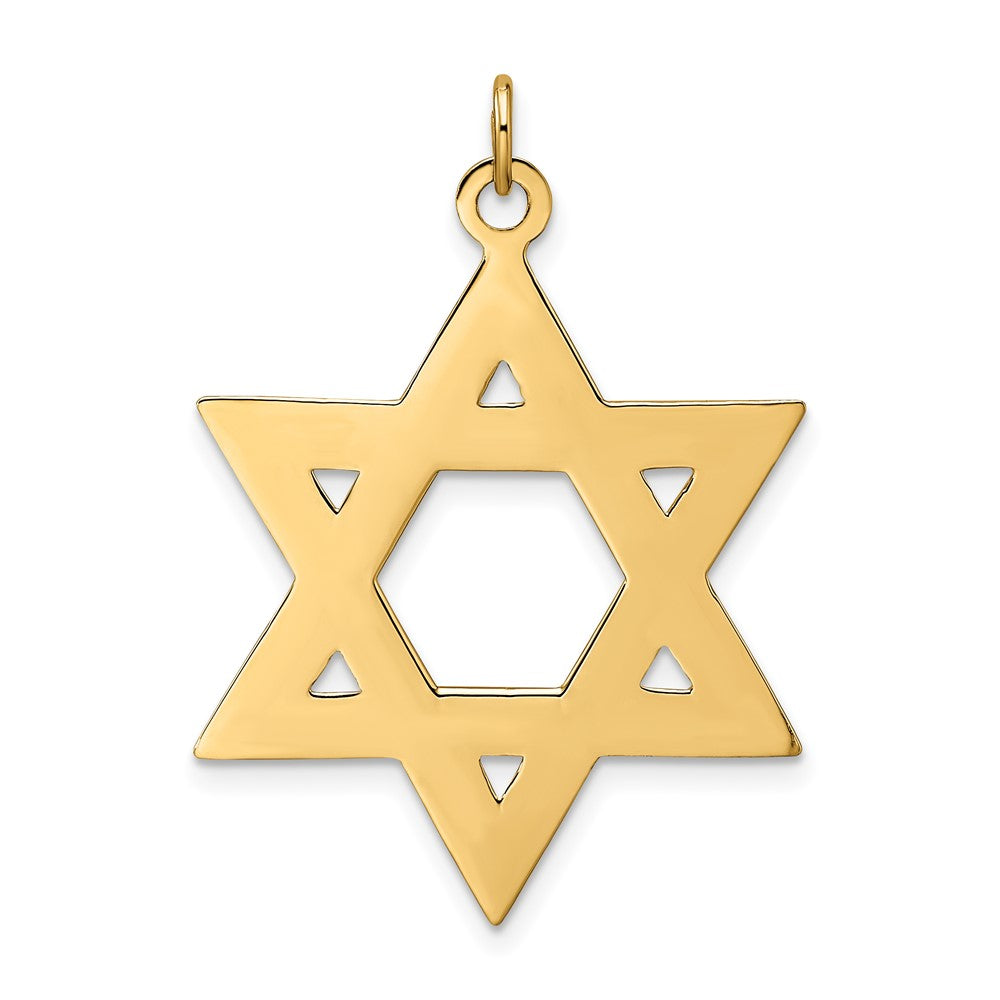 14k Polished and Textured Solid Star of David Pendant