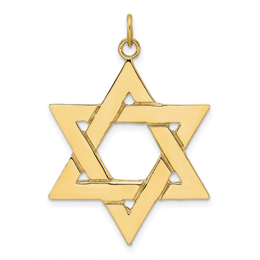 14k Polished Solid Star of David Pendant