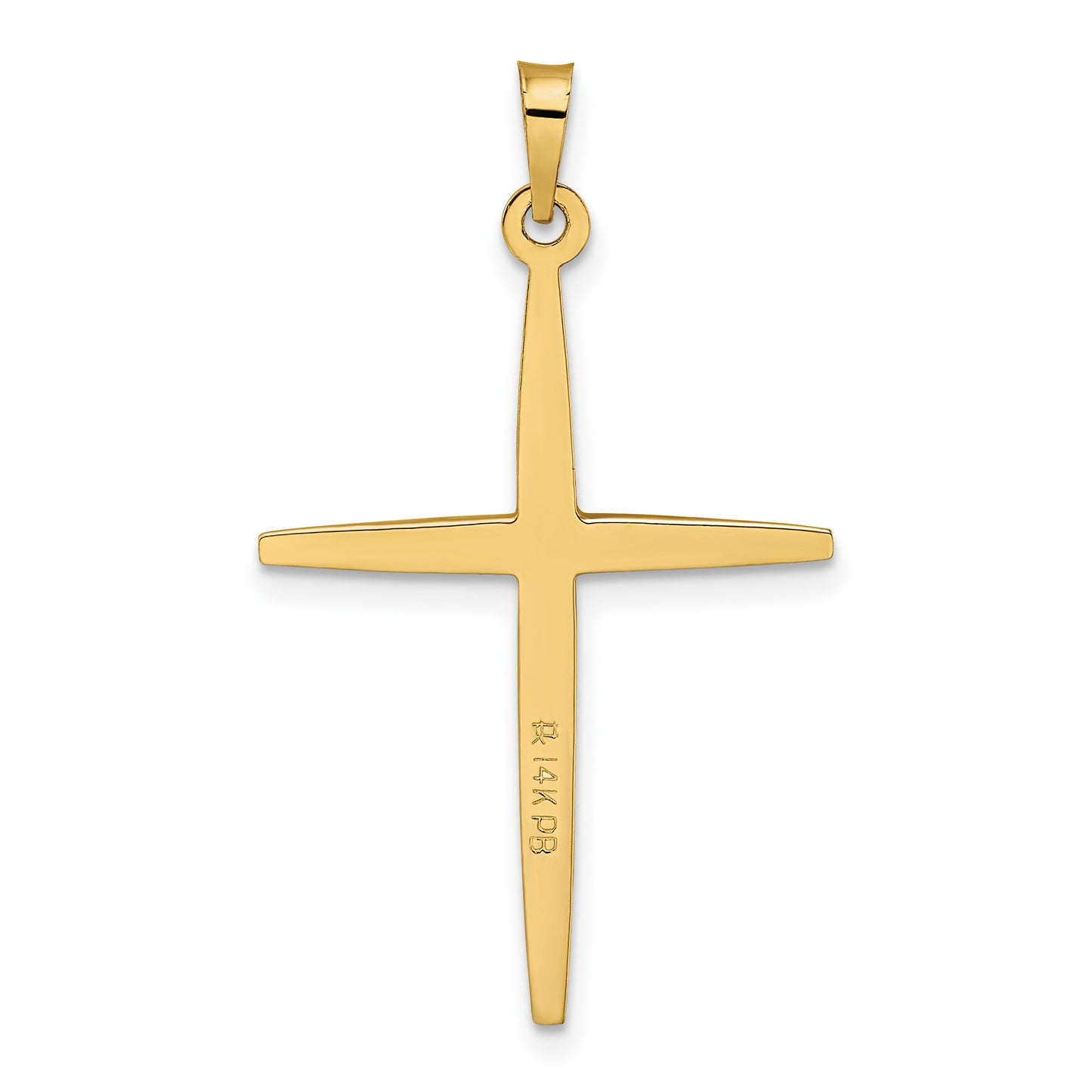 14k Two-tone Polished Solid Diamond Shape Center Cross Pendant
