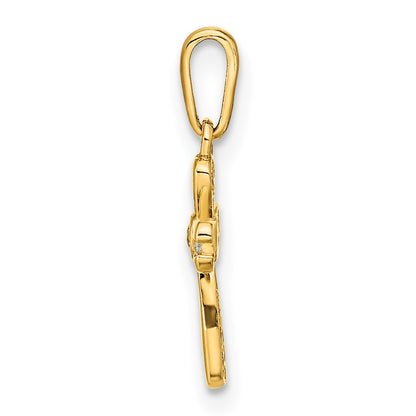 14K Polished CZ Cross Pendant
