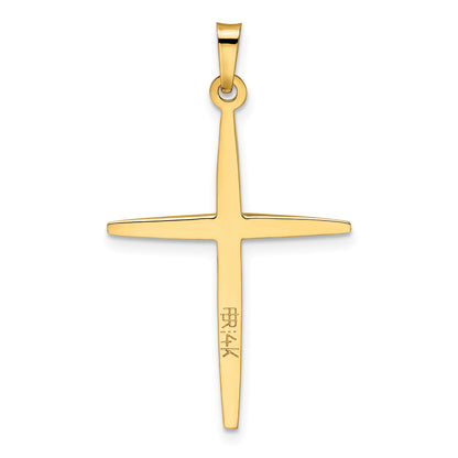 14k Two-tone Polished Solid Double Cross Pendant
