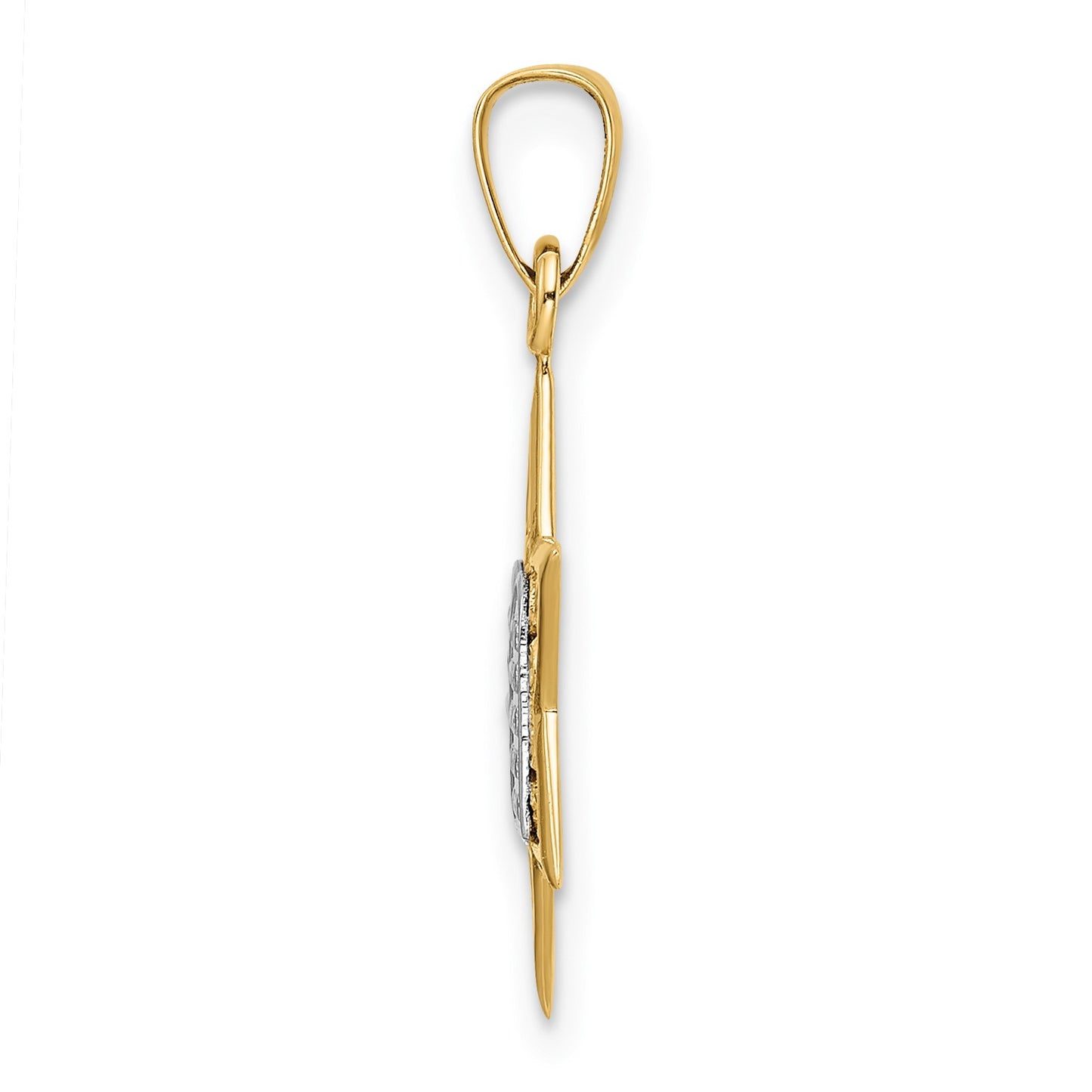 14k Two-tone Polished Solid Star of David and Torah Pendant